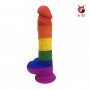 Pênis de Borracha com Ventosa Arco Íris Dildo Gode NV Toys