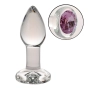 Plug Anal de Vidro com Pedra Brilhante Rosa 8,7 x 3,4 cm Cor:Transparente