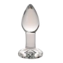 Plug Anal de Vidro com Pedra Brilhante Rosa 8,7 x 3,4 cm Cor:Transparente