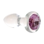 Plug Anal de Vidro com Pedra Brilhante Rosa 8,7 x 3,4 cm Cor:Transparente