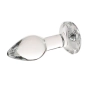 Plug Anal de Vidro com Pedra Brilhante Rosa 8,7 x 3,4 cm Cor:Transparente