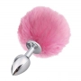 Plug Anal em Metal 7 cm com Pompom de Coelho Plug Anal em Metal 7 cm com Pompom de Coelho