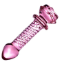 Plug Anal de Vidro Textura Massageadora Flor na Base 16 x 4,5 x 3,4 Cm