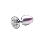 Plug Anal Lite Plug Bicolor Prata com Rosa Tamanho P com Pedra Cravejada 6,8 x 3,2 cm 17g - Sexy Fantasy