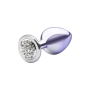 Plug Anal Lite Plug Bicolor Prata com Roxo Tamanho M com Pedra Cravejada 8 x 3,37 cm 38g - Sexy Fantasy