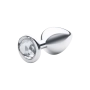 Plug Anal Lite Plug Prata Tamanho M com Pedra Cristal 8 x 3,37 cm 38g - Sexy Fantasy