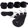 Separador de Perna e Braço com Algema para Cama e Venda BDSM Preto - YOUVIBE