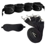 Separador de Perna e Braço com Algema para Cama e Venda BDSM Preto - YOUVIBE