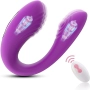 Vibrador de Casal Dupla Estimulação Clitóris e Ponto G com Pulsação Cor:Roxo