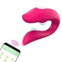 Vibrador de Casal Moderno Comando via Aplicativo Recarregável com 9 Modos de Vibração Cor:Pink