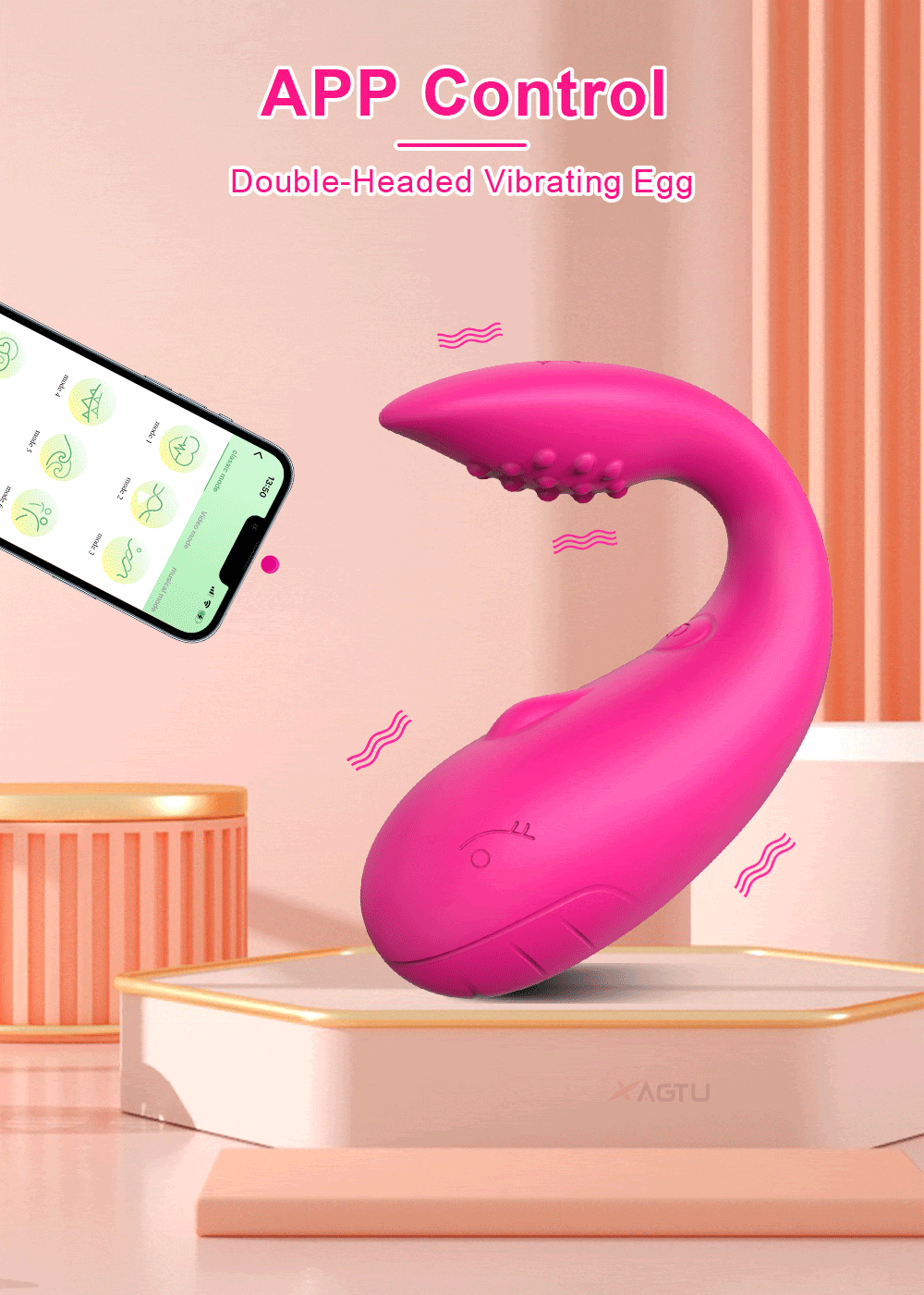 Vibrador em U com Aplicativo à Longa Distância e 10 Modos de Vibração com Estimulador na Ponta Pink - YOUVIBE