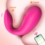 Vibrador em U com Aplicativo à Longa Distância e 10 Modos de Vibração com Estimulador na Ponta Pink - YOUVIBE