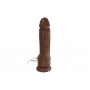 Vibrador Pênis de Borracha Rotativo com Escroto e Ventosa GG 18,5 x 4,5 cm